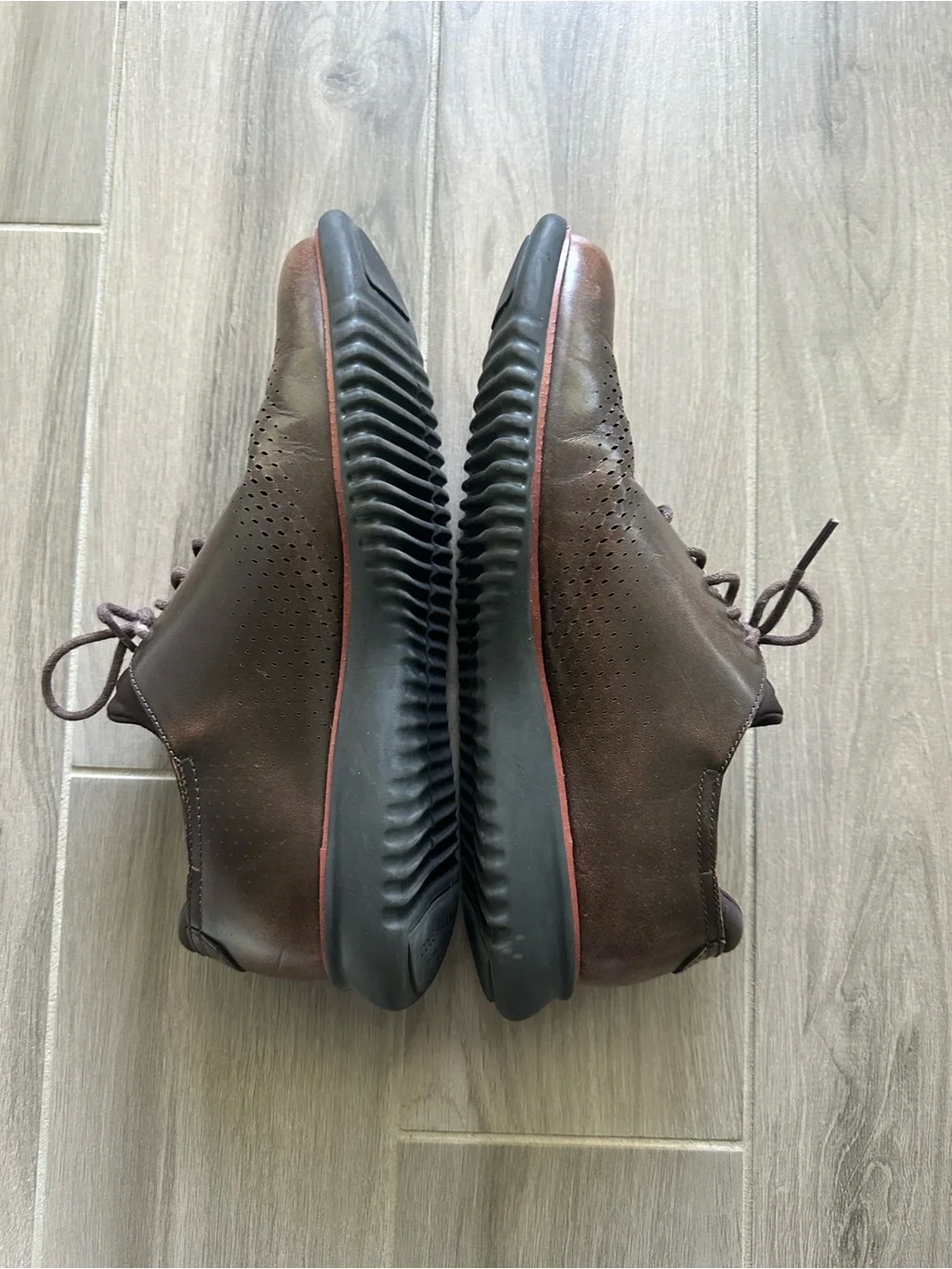 Cole Haan Brown Perforated Leather Lace-Up Oxfords